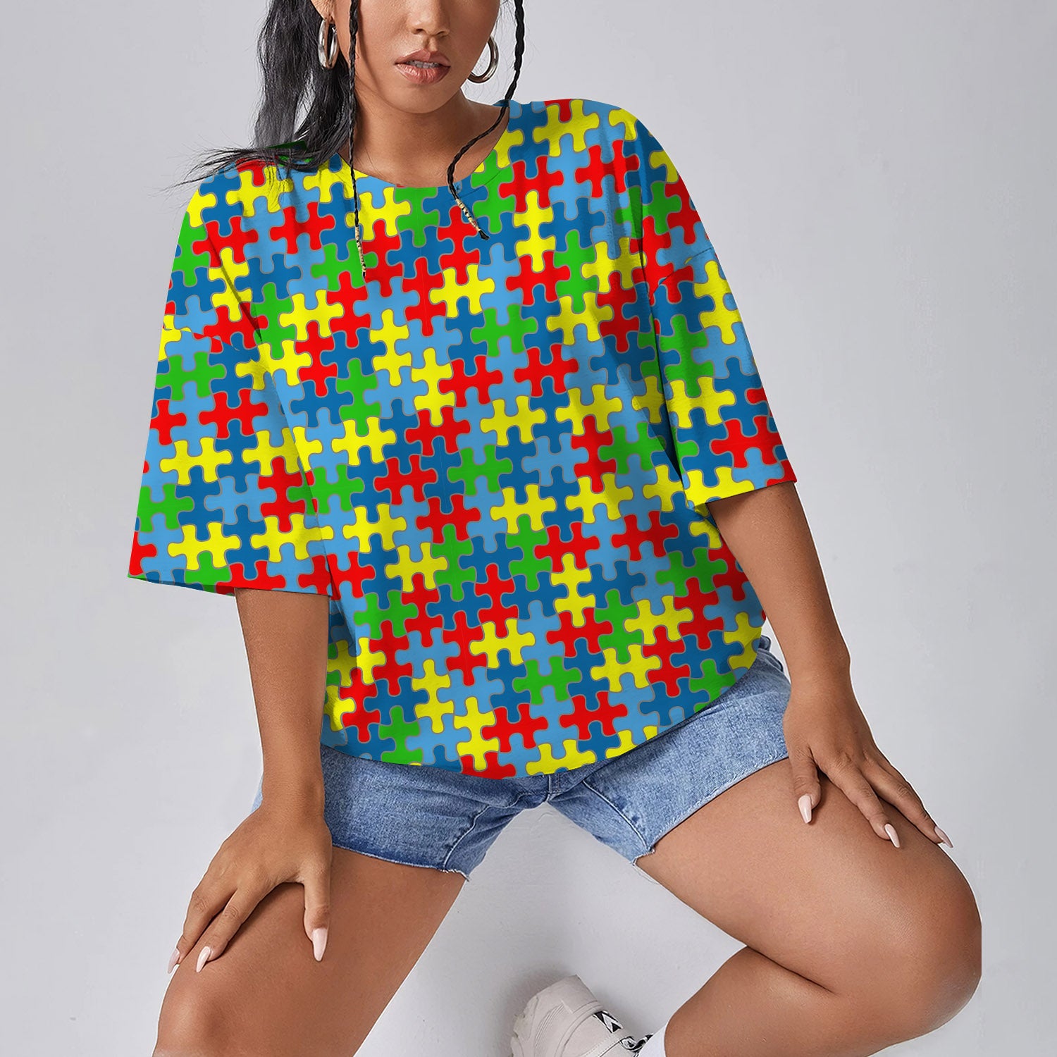 Autism Puzzle Unique Women Oversized T-Shirt | Printed Graphic Tees