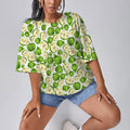 Apple Green Pattern Women Oversized T-Shirt | Printed Graphic Tees
