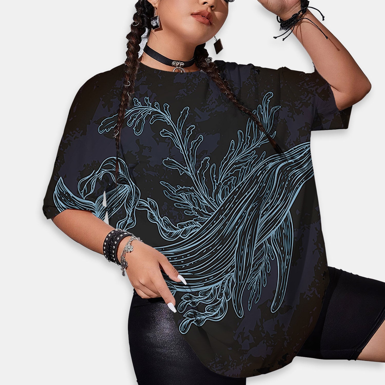 Whale Women Oversized T-Shirt | Printed Graphic Tees