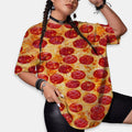 Pizza Pepperonis Women Oversized T-Shirt | Printed Graphic Tees